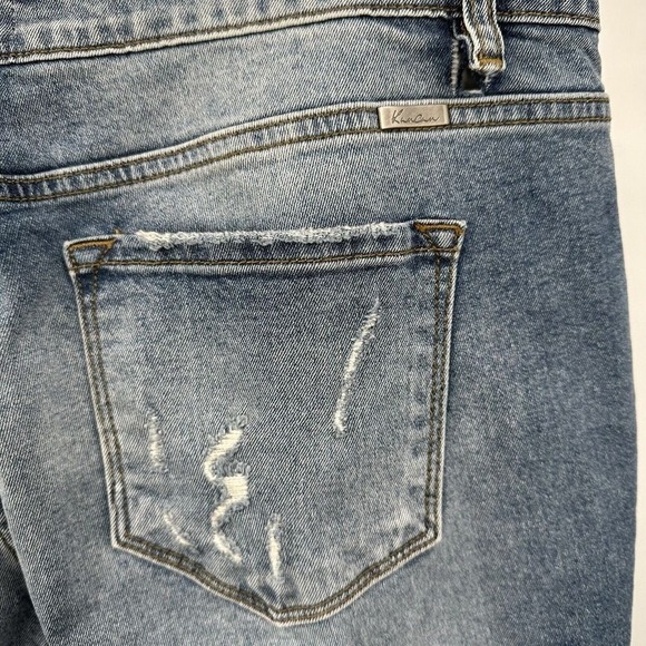 Kancan Women 31 Stretch Distressed Ripped Baggy Comfy High Rise Blue Denim Jeans - Picture 5 of 9